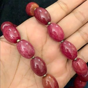 Semi-precious Red Garnet Stone Bead Necklace